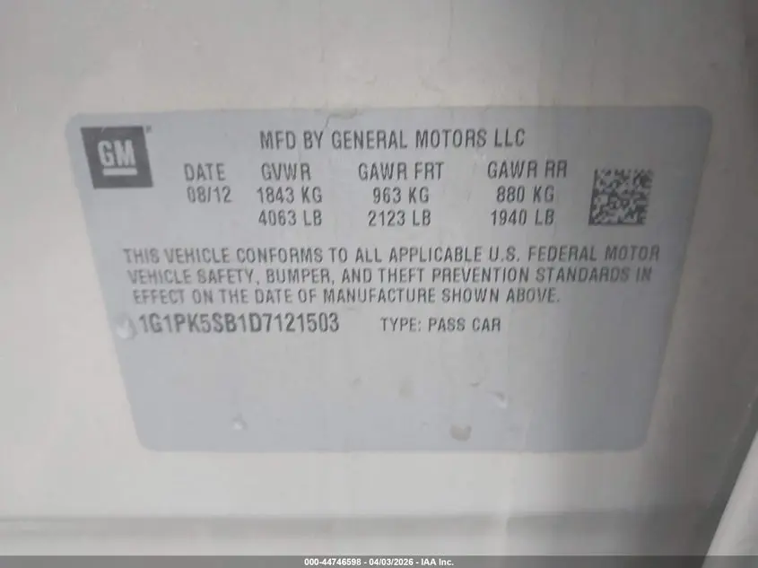 2013 CHEVROLET CRUZE LT