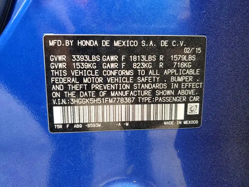 2015 HONDA FIT LX  