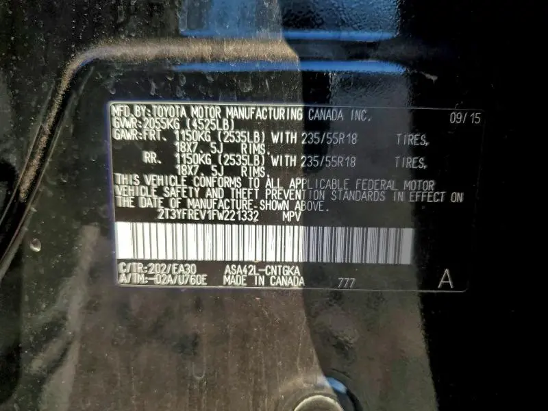 2015 TOYOTA RAV4 LIMITED  