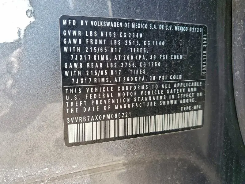 2023 VOLKSWAGEN TIGUAN S  