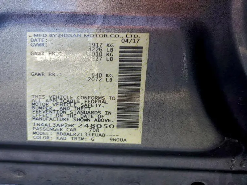 2017 NISSAN ALTIMA 2.5  