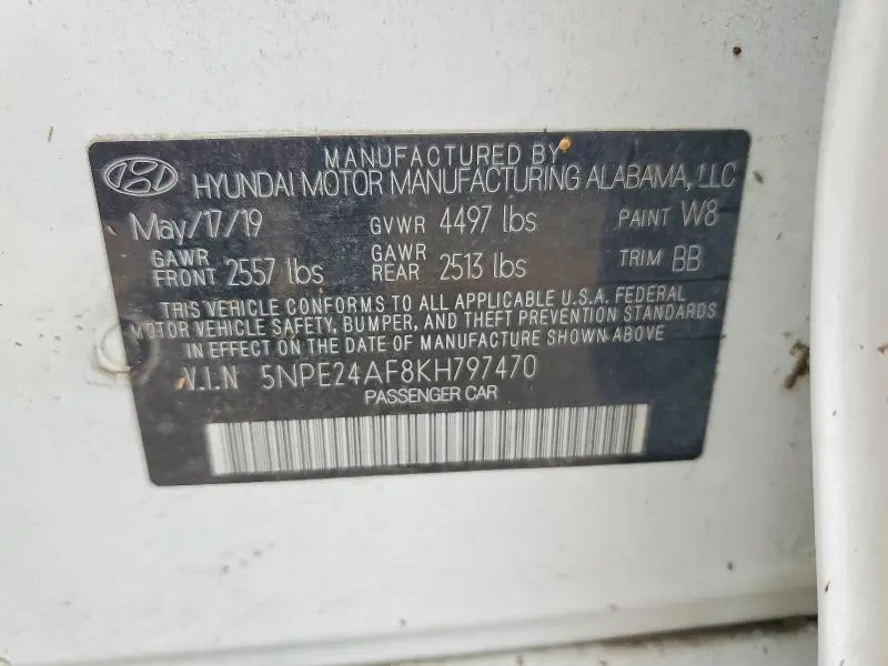 2019 HYUNDAI SONATA SE  