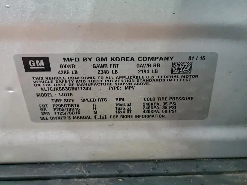 2016 CHEVROLET TRAX LS  