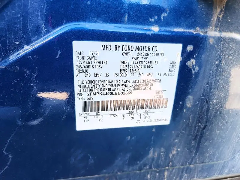 2020 FORD EDGE SEL  