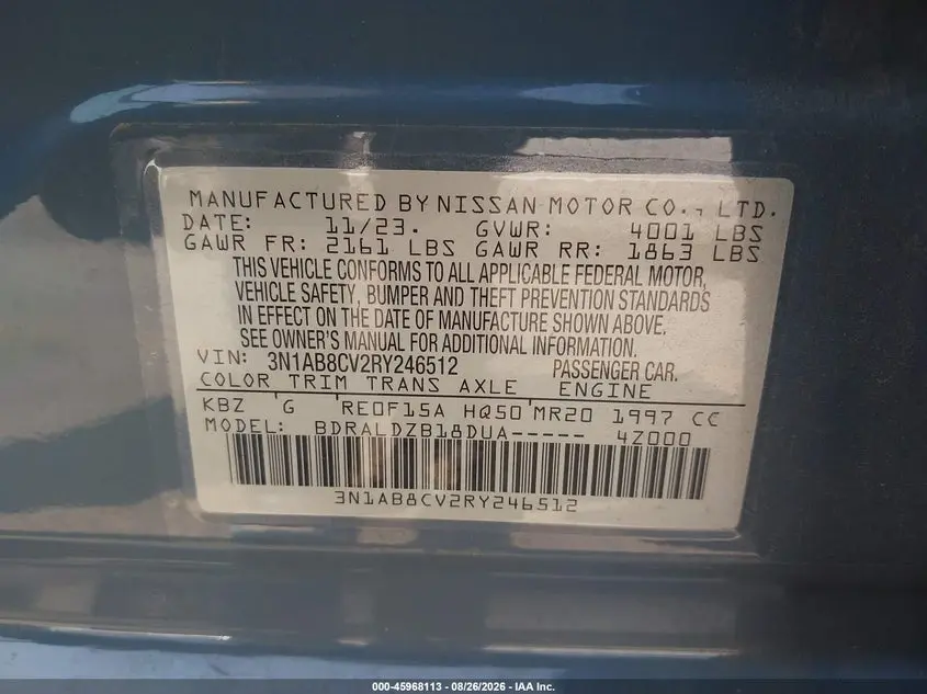 2024 NISSAN SENTRA SV XTRONIC CVT