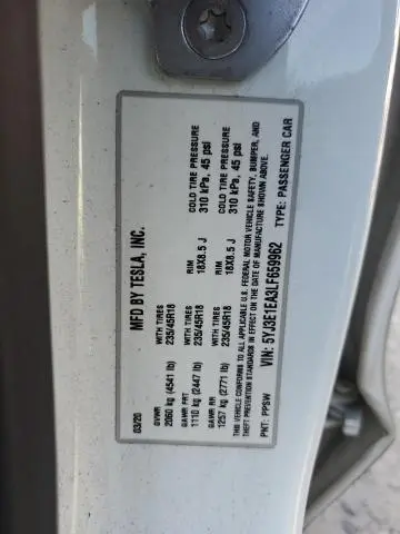 2020 TESLA MODEL 3 