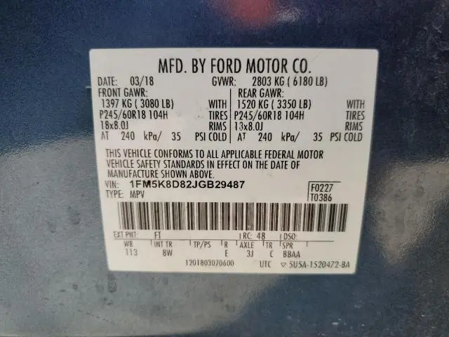 2018 FORD EXPLORER XLT  