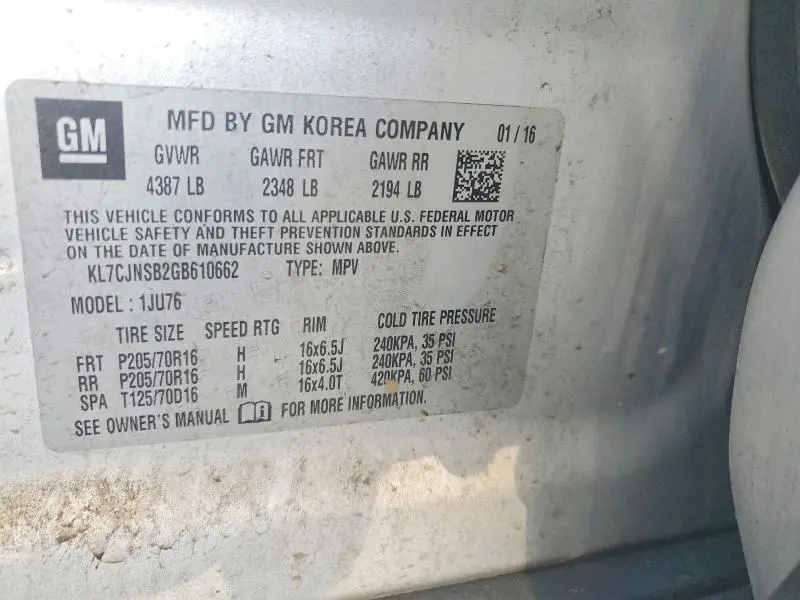 2016 CHEVROLET TRAX LS  