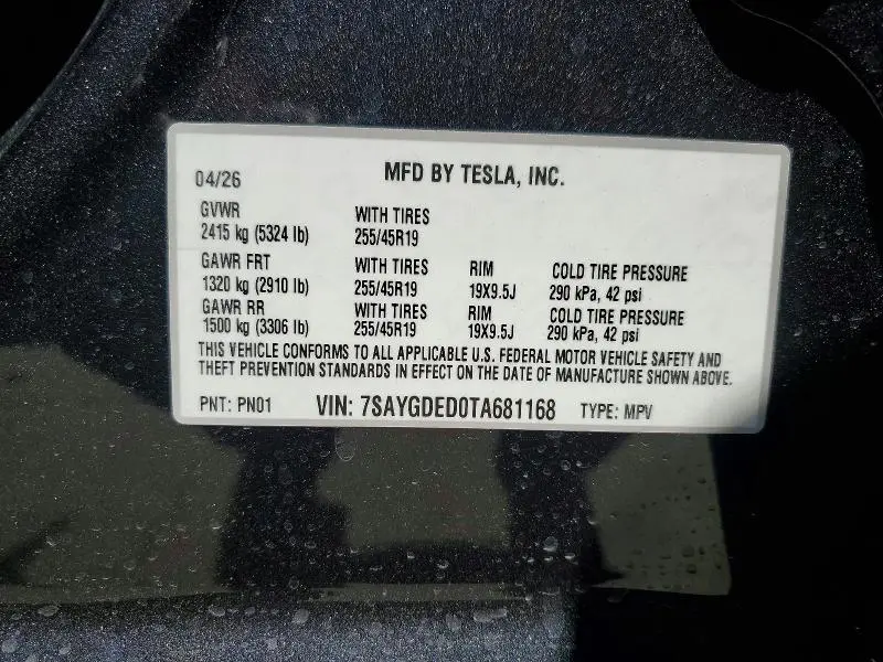 2026 TESLA MODEL Y   