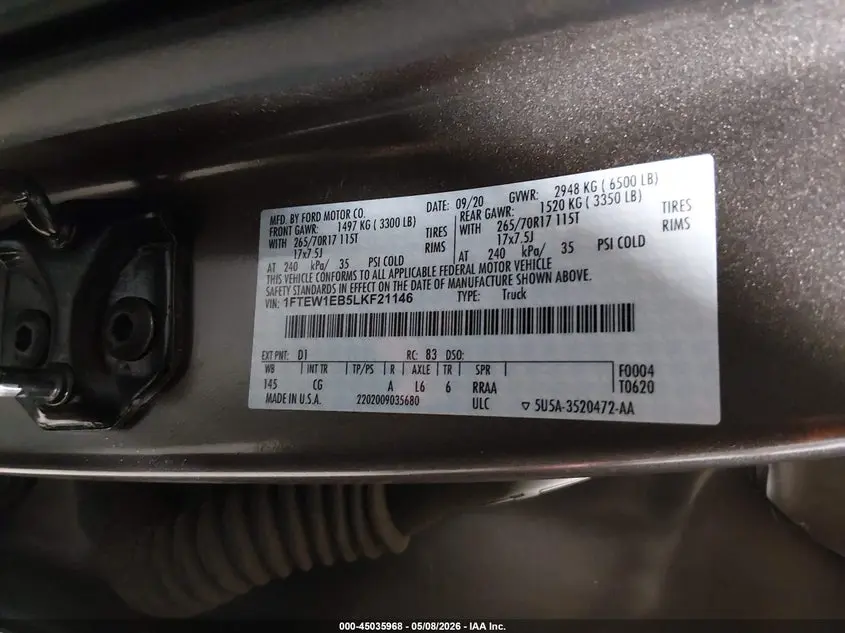 2020 FORD F-150 XL
