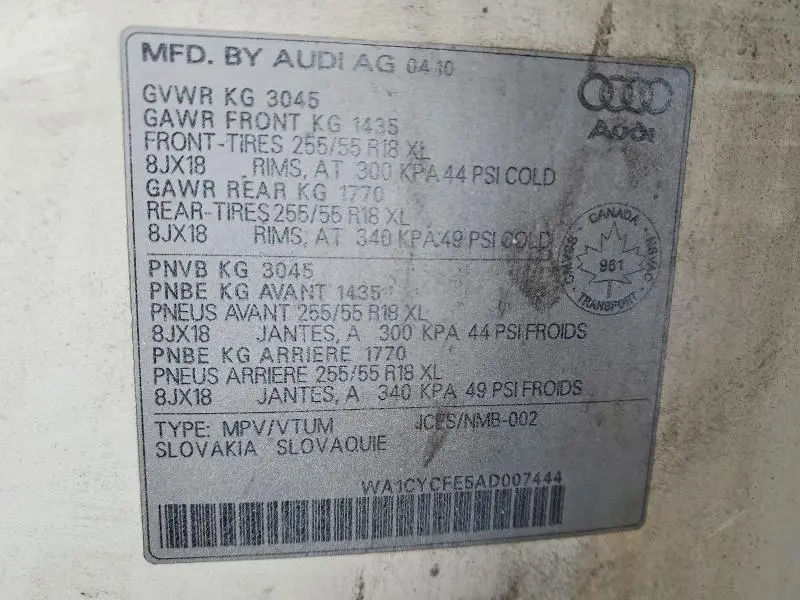 2010 AUDI Q7 PREMIUM  