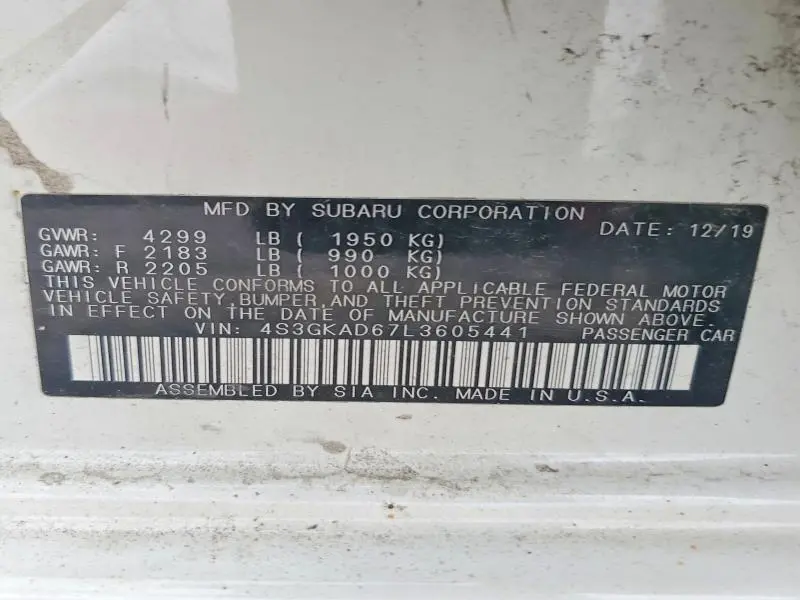 2020 SUBARU IMPREZA PREMIUM  