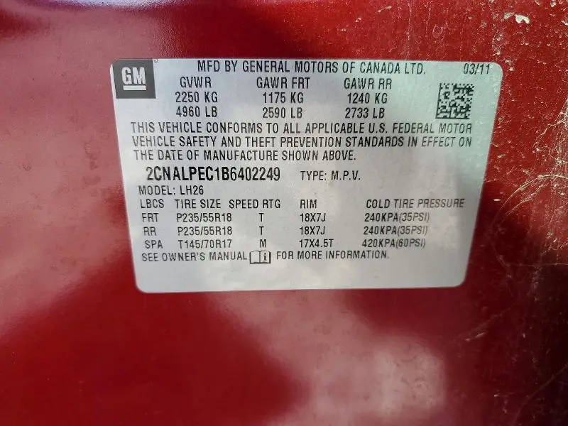 2011 CHEVROLET EQUINOX LT  