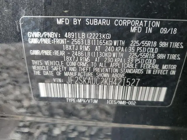 2019 SUBARU FORESTER LIMITED  