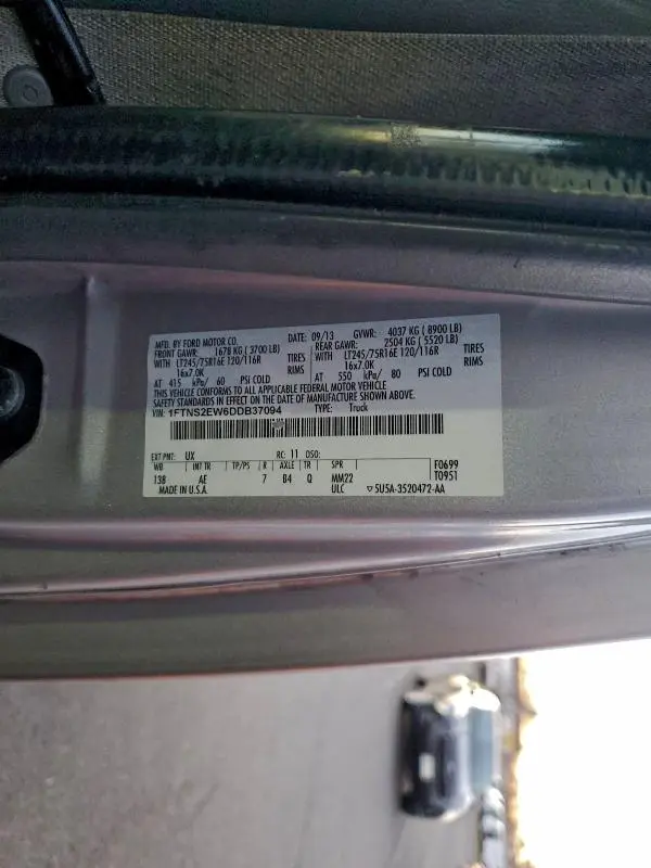 2013 FORD ECONOLINE E250 VAN  