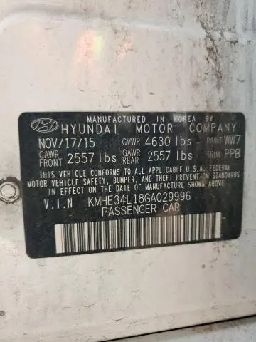 2016 HYUNDAI SONATA HYBRID  