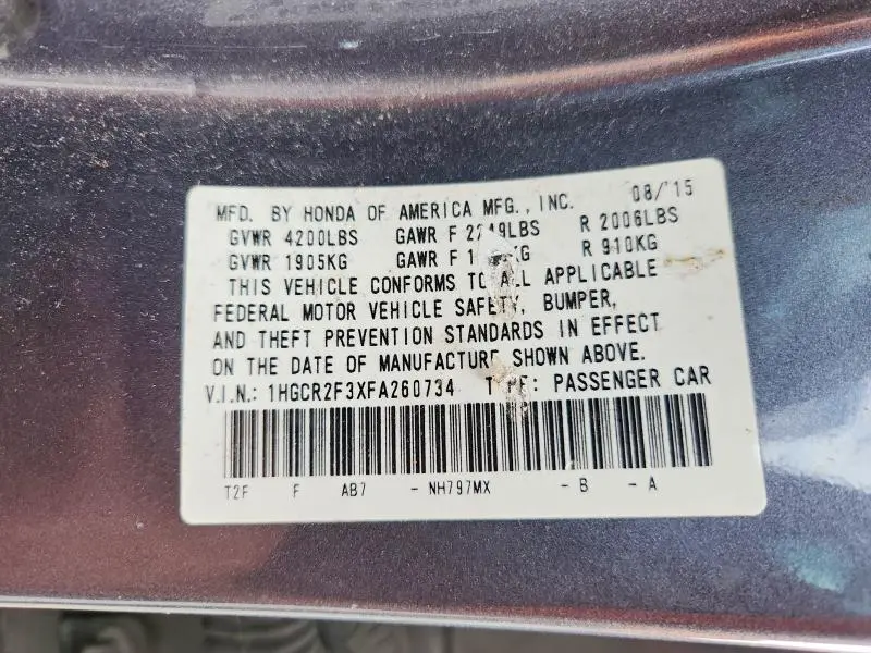 2015 HONDA ACCORD LX  