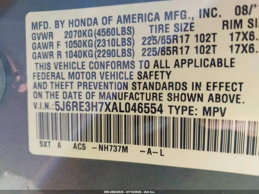 2010 HONDA CR-V EX-L