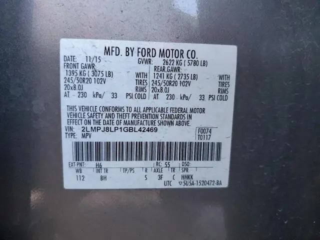 2016 LINCOLN MKX RESERVE