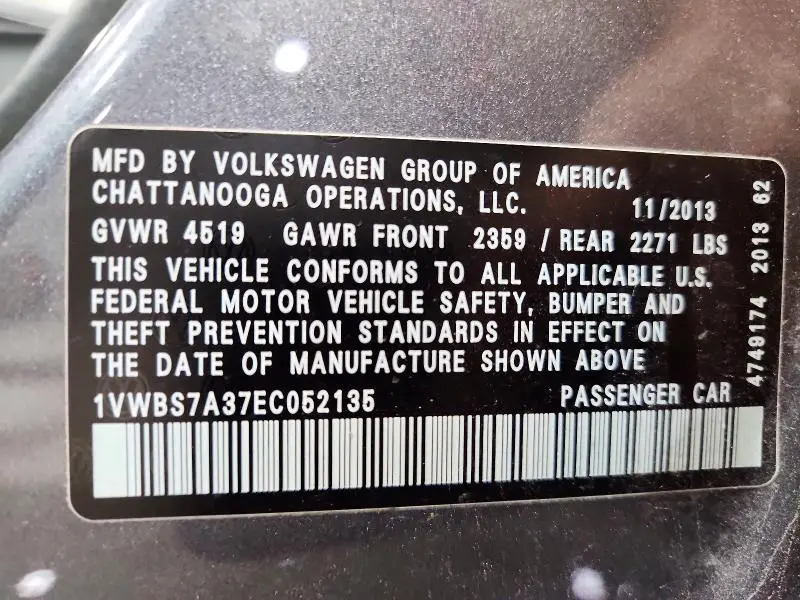 2014 VOLKSWAGEN PASSAT SE  