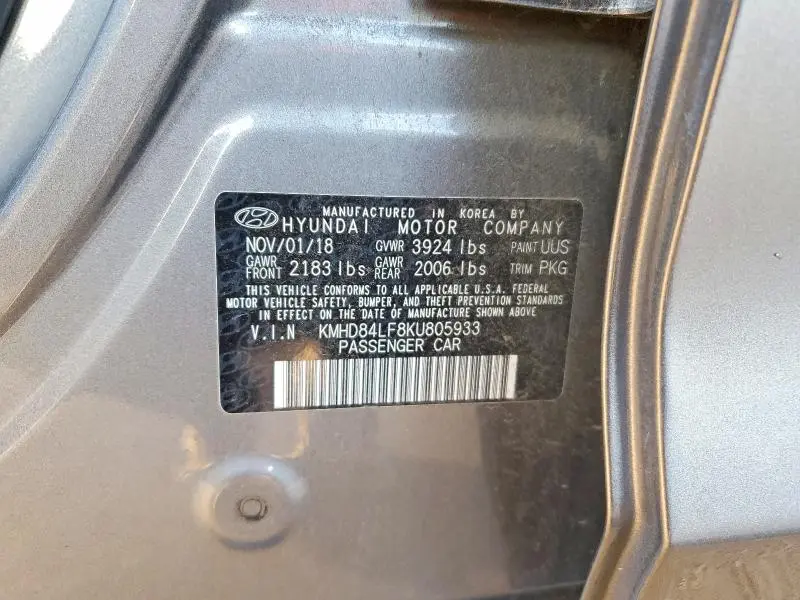 2019 HYUNDAI ELANTRA SEL  