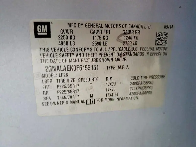 2015 CHEVROLET EQUINOX LS  