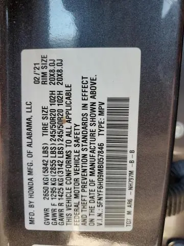 2021 HONDA PILOT ELITE  