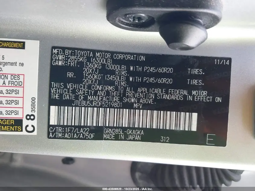 2015 TOYOTA 4RUNNER LIMITED