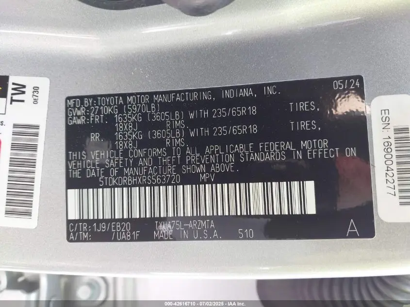 2024 TOYOTA HIGHLANDER XLE