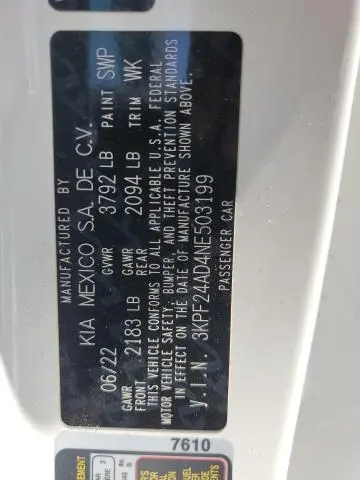 2022 KIA FORTE FE