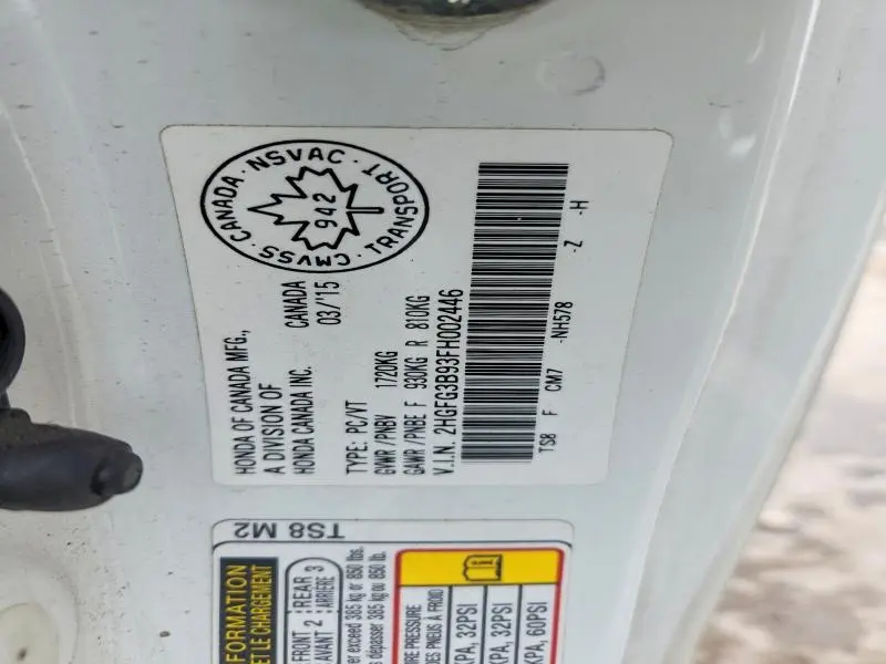 2015 HONDA CIVIC EXL  