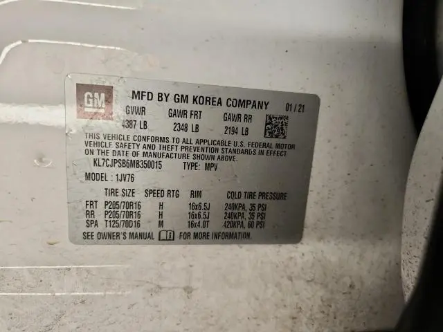 2021 CHEVROLET TRAX 1LT  