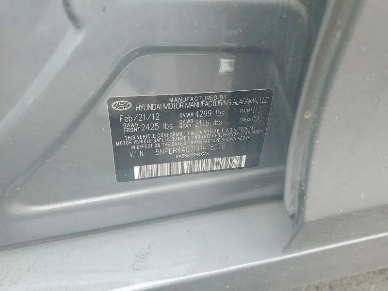2012 HYUNDAI SONATA GLS  