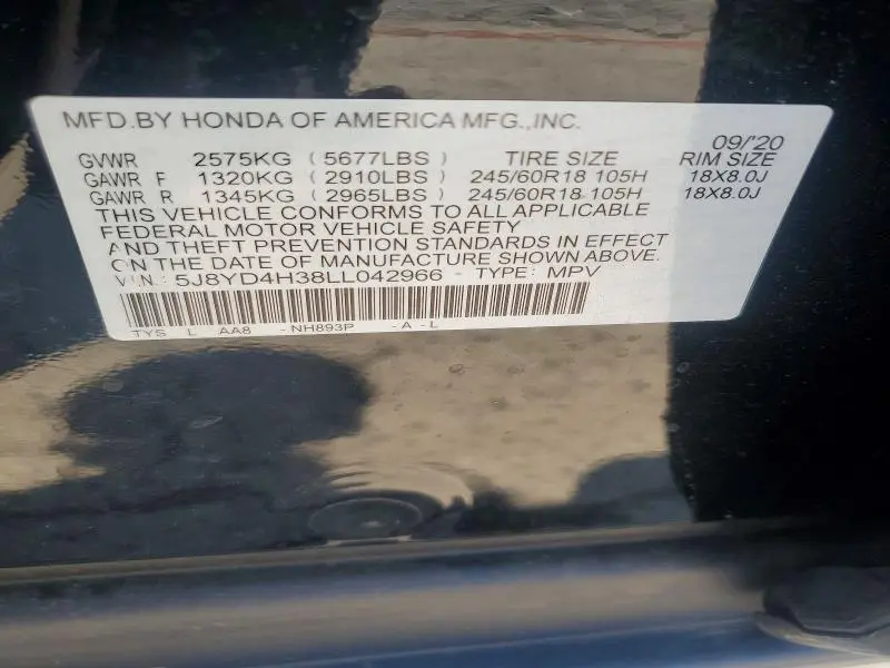 2020 ACURA MDX   