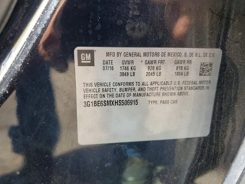 2017 CHEVROLET CRUZE LT  