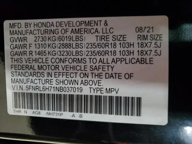 2022 HONDA ODYSSEY EXL