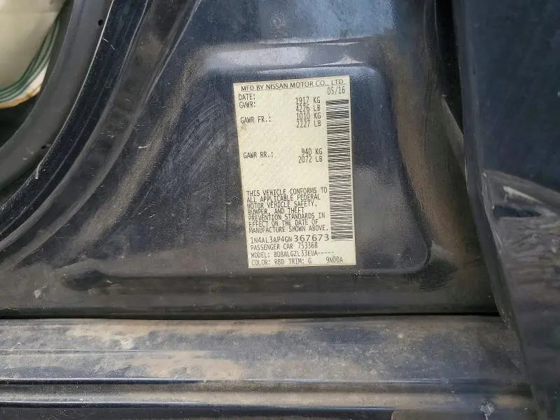 2016 NISSAN ALTIMA 2.5 S  