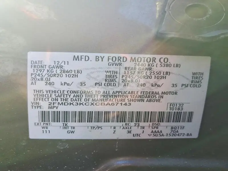 2012 FORD EDGE LIMITED  