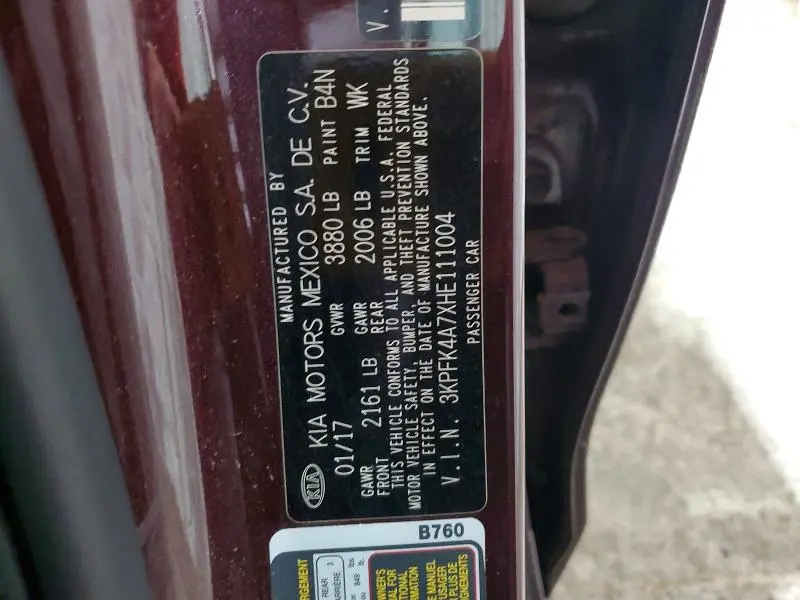 2017 KIA FORTE LX  