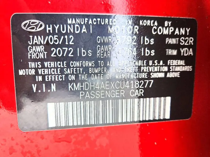2012 HYUNDAI ELANTRA GLS  