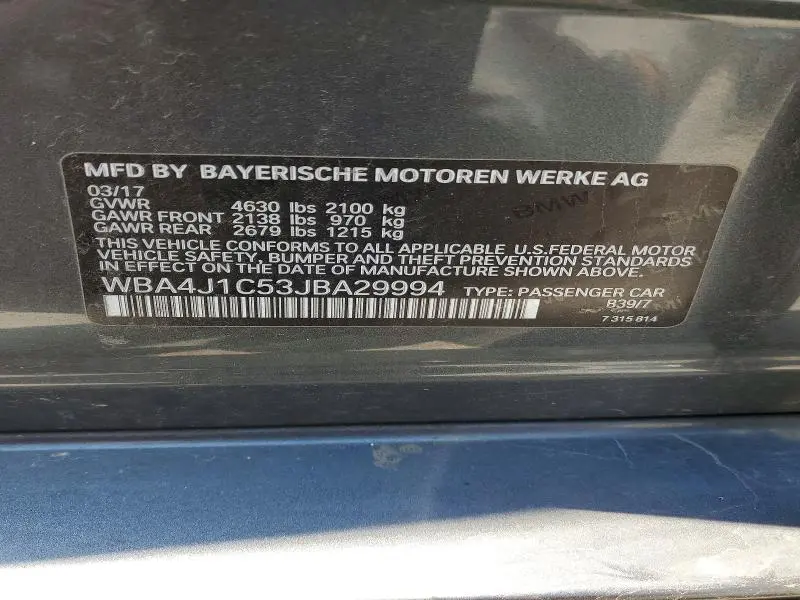 2018 BMW 430I GRAN COUPE  