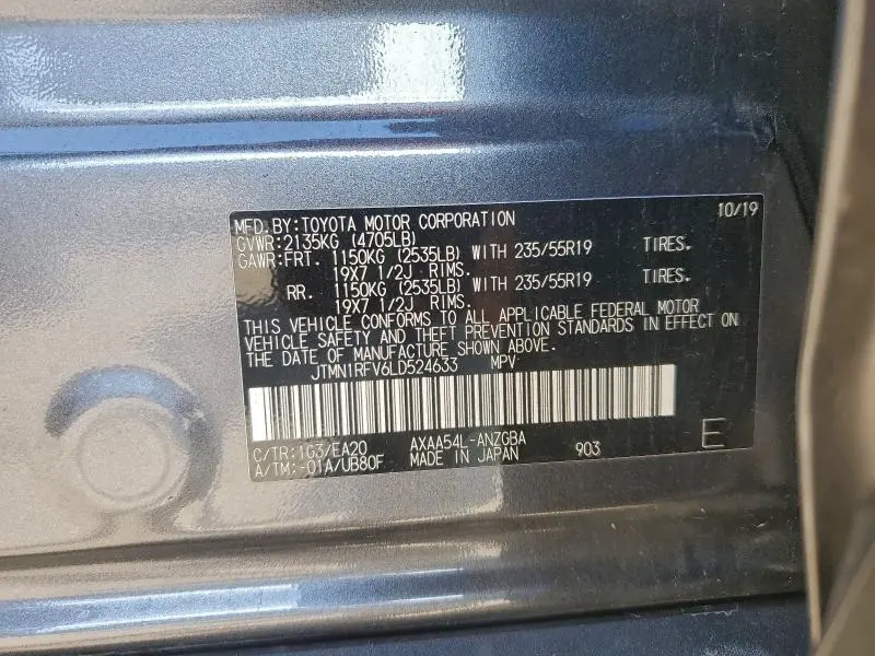 2020 TOYOTA RAV4 LIMITED  