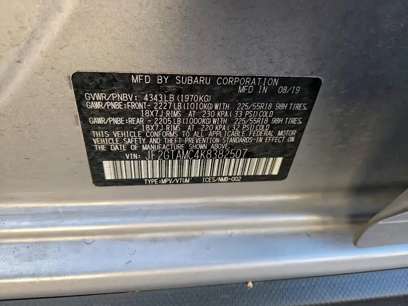 2019 SUBARU CROSSTREK LIMITED  