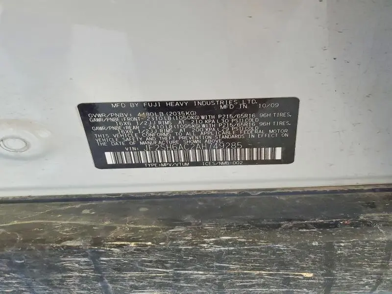 2010 SUBARU FORESTER 2.5X  