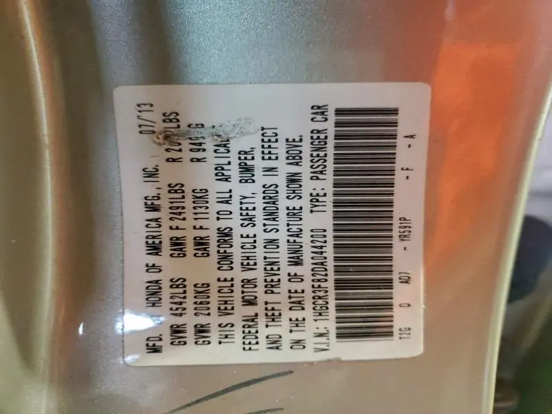 2013 HONDA ACCORD EXL  