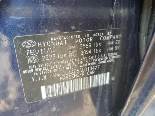 2010 HYUNDAI ELANTRA BLUE