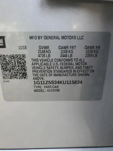 2019 CHEVROLET IMPALA LT  