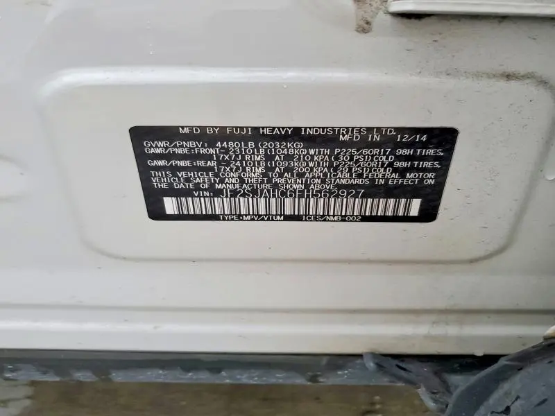 2015 SUBARU FORESTER 2.5I LIMITED  