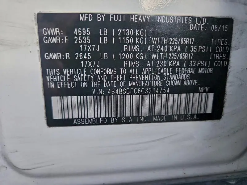 2016 SUBARU OUTBACK 2.5I PREMIUM  