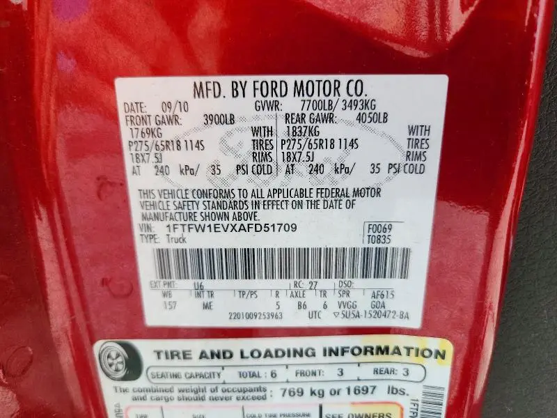 2010 FORD F150 SUPERCREW  